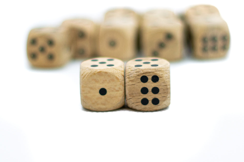 Wooden 16mm d6 Dice w/ Black Dots Rounded Corners (sold per die) - Wood Dice (Online Only)