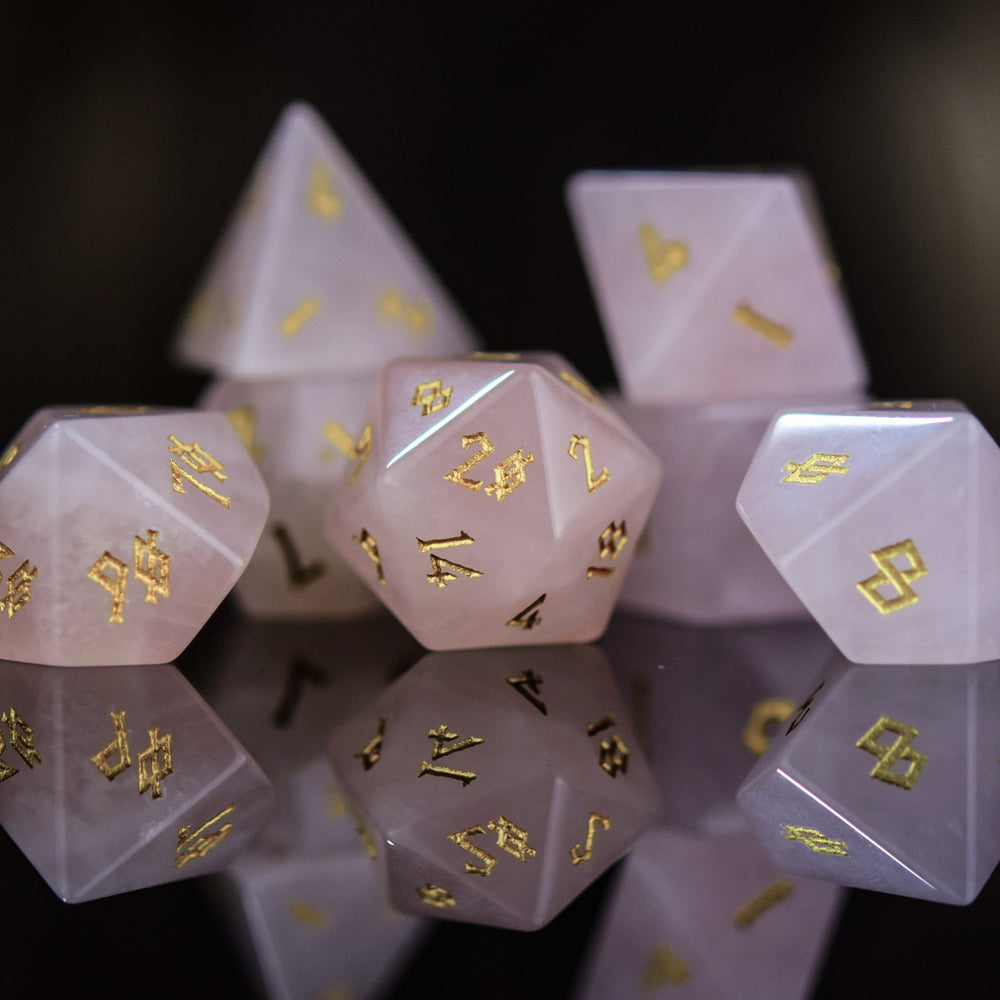 Rose Quartz Stone Dice Set (ONLINE ORDER ONLY)