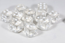 Translucent 16mm Pipped d6 Dice Red/Orange/Yellow/Green/Blue/Purple/Clear/Black/Pink (sold by the piece) (Online Only)