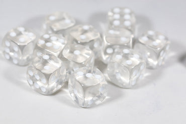 Translucent 16mm Pipped d6 Dice Red/Orange/Yellow/Green/Blue/Purple/Clear/Black/Pink (sold by the piece) (Online Only)