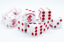 Year of the Tiger Opaque White w/Red 16mm d6 Dice on the '1' side (sold per die) (Online Only)