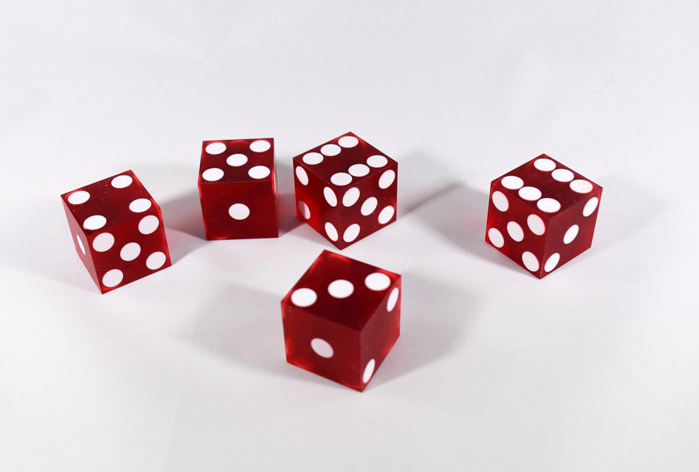 Red Casino Dice d6 19mm Razor Edge No Serial Numbers or Names Clean (1 Piece) (Online Only)