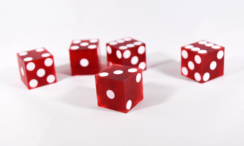 Red Casino Dice d6 19mm Razor Edge No Serial Numbers or Names Clean (1 Piece) (Online Only)