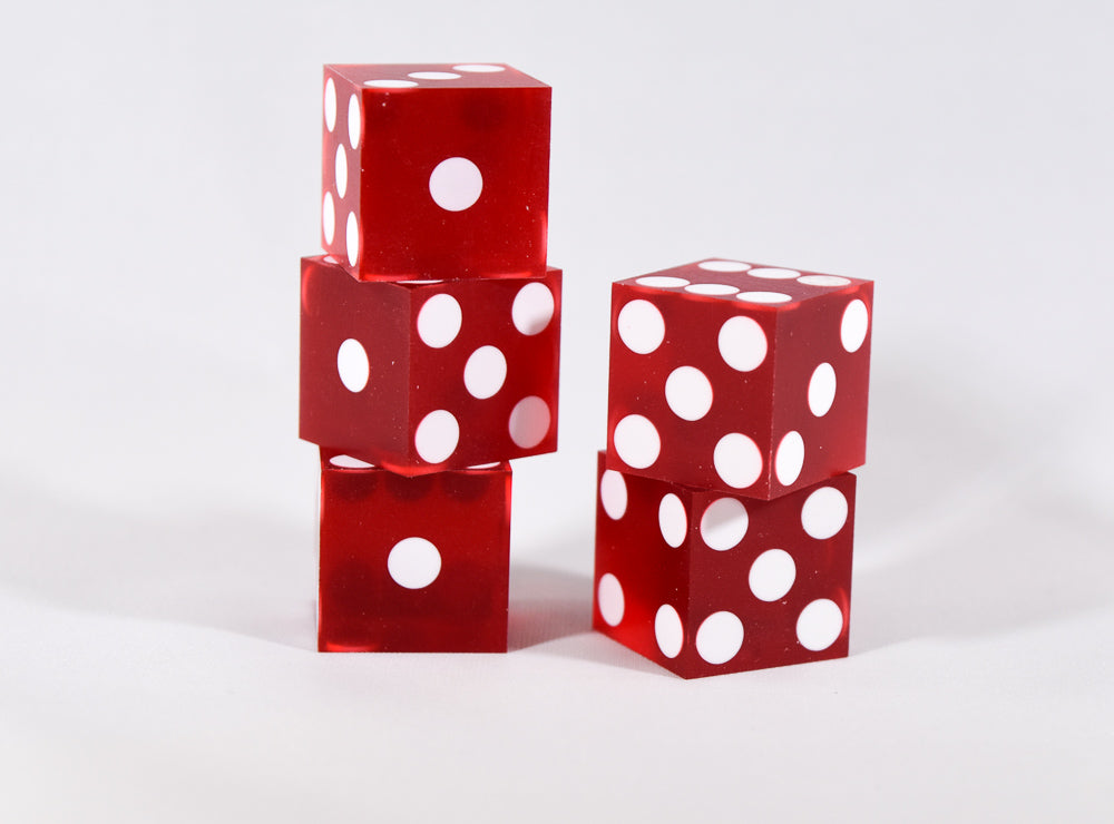 Red Casino Dice d6 19mm Razor Edge No Serial Numbers or Names Clean (1 Piece) (Online Only)
