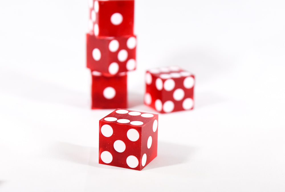 Red Casino Dice d6 19mm Razor Edge No Serial Numbers or Names Clean (1 Piece) (Online Only)