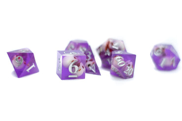 Purple Skull Inclusion 7-Dice Set Resin Sharp Edge RPG DND (Limited Stock) (Online Only)