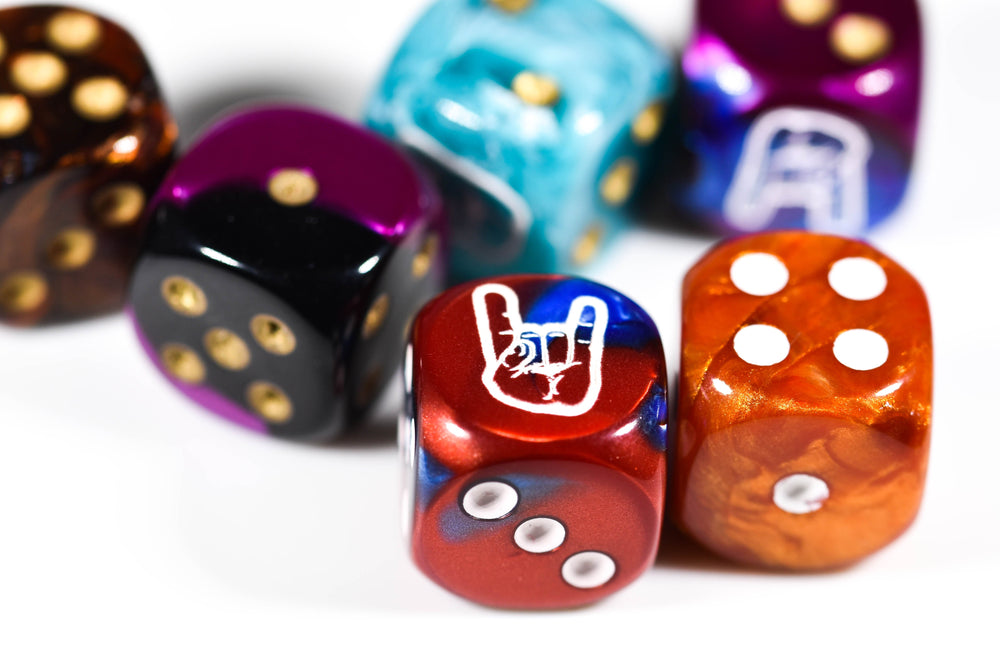 Horns d6 Custom Pipped Dice | Rock & Roll Dice Head Banging Dice! (Online Only)
