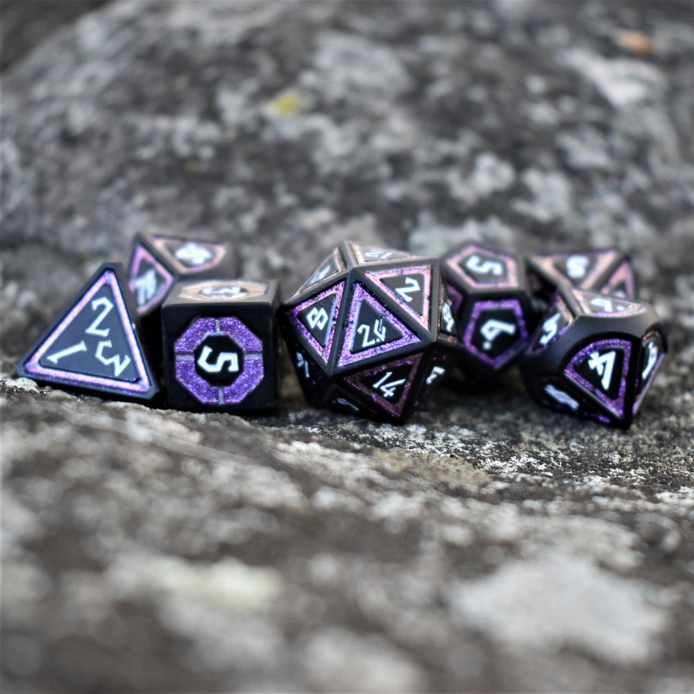 Cleric's Shadow Domain Purple And Matte Black Metal Dice Set (ONLINE ORDER ONLY)