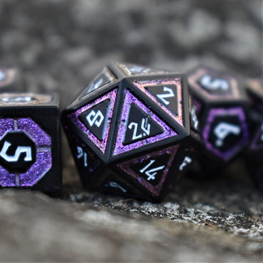 Cleric's Shadow Domain Purple And Matte Black Metal Dice Set (ONLINE ORDER ONLY)