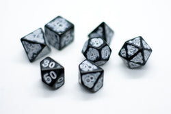 White Distressed Ancient 7-Dice Set Black w/White Dnd Dice (Online Only)