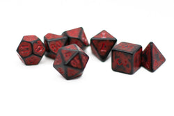 Dragon Red Distressed Ancient 7-Dice Set Black w/Red Dnd Dice (Online Only)