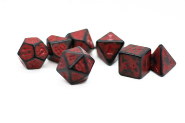 Dragon Red Distressed Ancient 7-Dice Set Black w/Red Dnd Dice (Online Only)