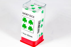 Lucky White Dice with Green Clovers Pair 25mm (Online Only)