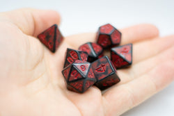 Dragon Red Distressed Ancient 7-Dice Set Black w/Red Dnd Dice (Online Only)