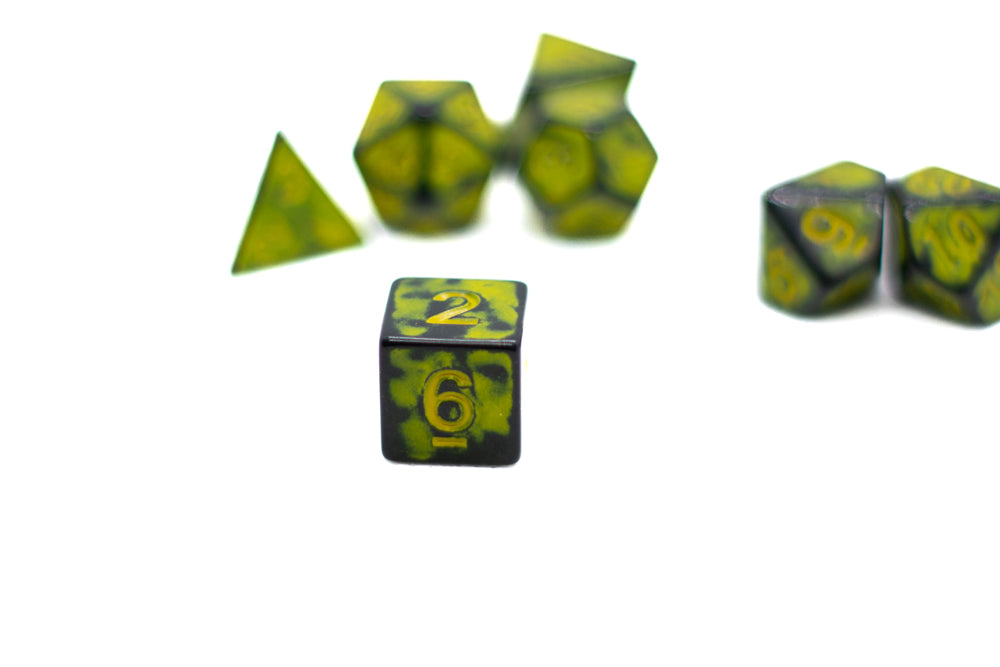 Sun Yellow Distressed Ancient 7-Dice Set Black w/Yellow Dnd Dice (Online Only)