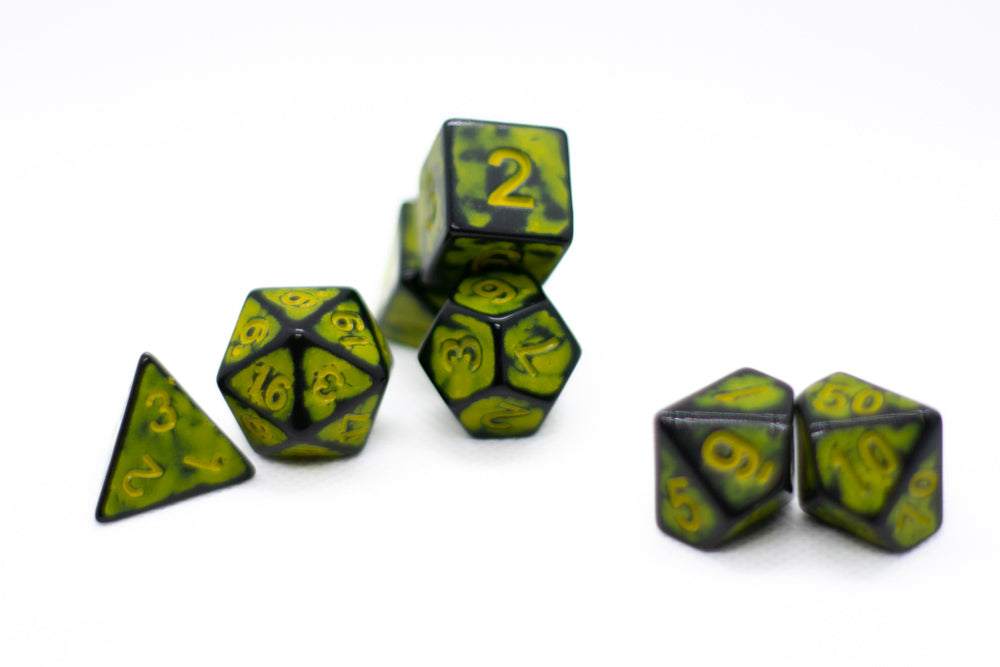 Sun Yellow Distressed Ancient 7-Dice Set Black w/Yellow Dnd Dice (Online Only)