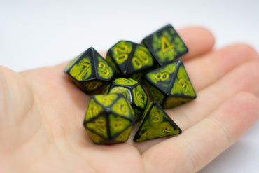 Sun Yellow Distressed Ancient 7-Dice Set Black w/Yellow Dnd Dice (Online Only)