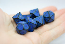 Blaster Blue Distressed Ancient 7-Dice Set Black w/Blue Dnd Dice (Online Only)