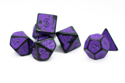 Grape Purple Distressed Ancient 7-Dice Set Black w/Purple Dnd Dice (Online Only)