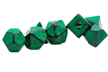 Grass Green Distressed Ancient 7-Dice Set Black w/Green Dnd Dice (Online Only)