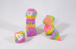 Opaque Festive Easter Purple Blue Poly Dice Set with Gold (7) RPG DnD HdDice (Online Only)