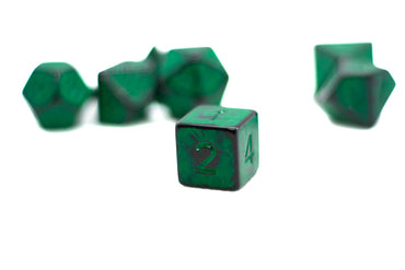 Grass Green Distressed Ancient 7-Dice Set Black w/Green Dnd Dice (Online Only)