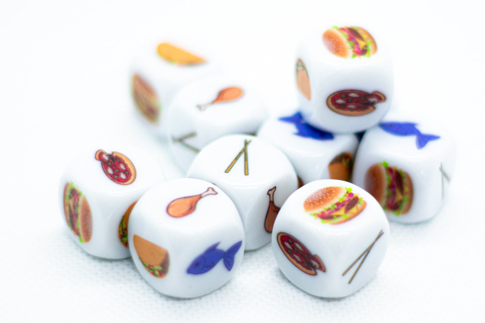 Food Dice d6 | Decide What to Eat Dice 6-Sided 16mm Foodie Dice (Online Only)