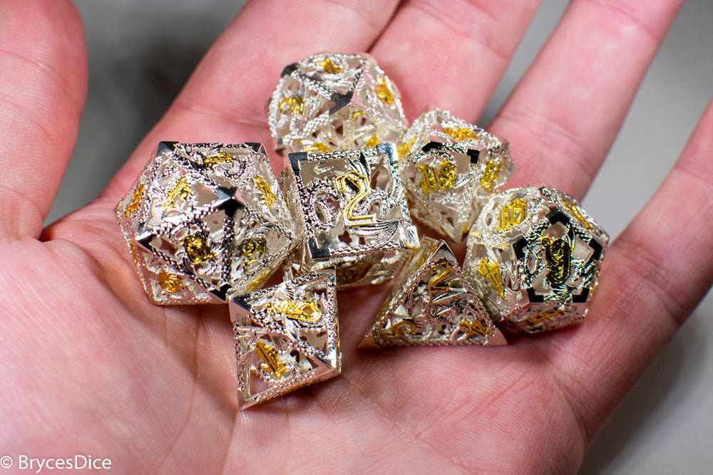 (Elvish White w/gold) Deadly Dragon Dice: Shards of Oblivion Hollow Metal (Online Only)