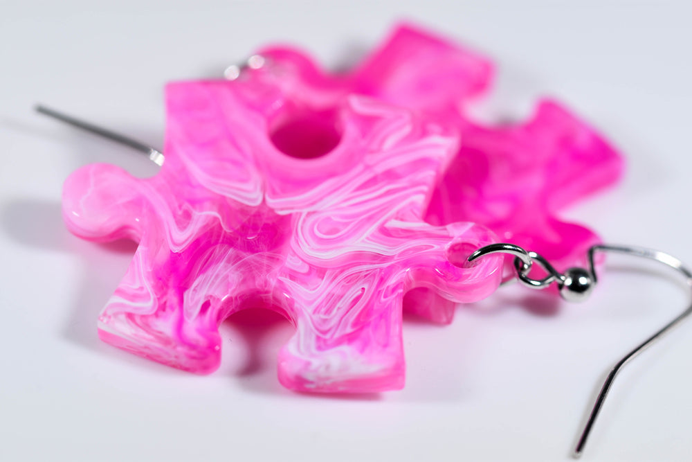 Earrings Vortex Puzzle Piece Pair (Pink) [16] (Online Only)
