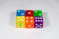 Square Corner 16mm Translucent Dice (Red/Orange/Yellow/Green/Blue/Purple) *sold by the piece (Online Only)