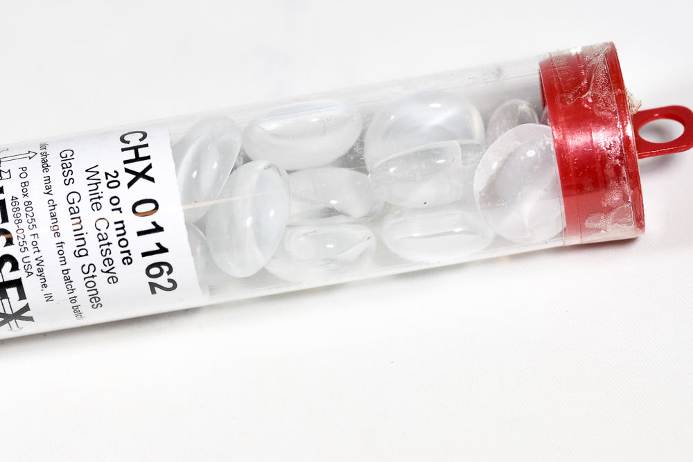 20+ White Catseye Glass Gaming Stones Counters (Online Only)