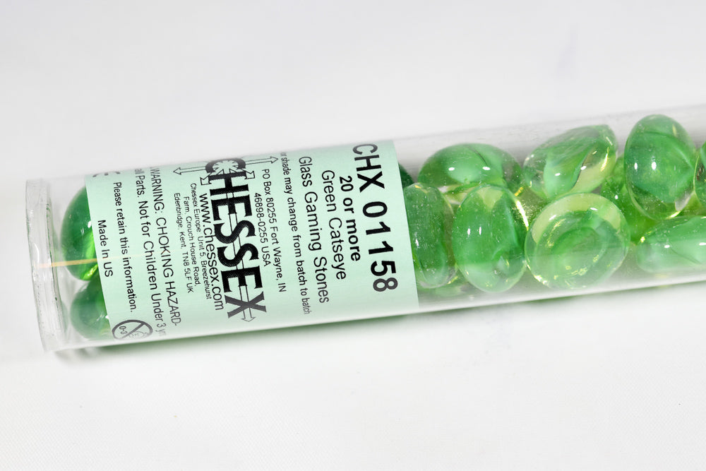 20+ Green Catseye Glass Gaming Stones Counters (Online Only)