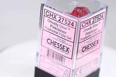 Ghostly Glow Pink/silver Polyhedral 7-Dice Set (Online Only)