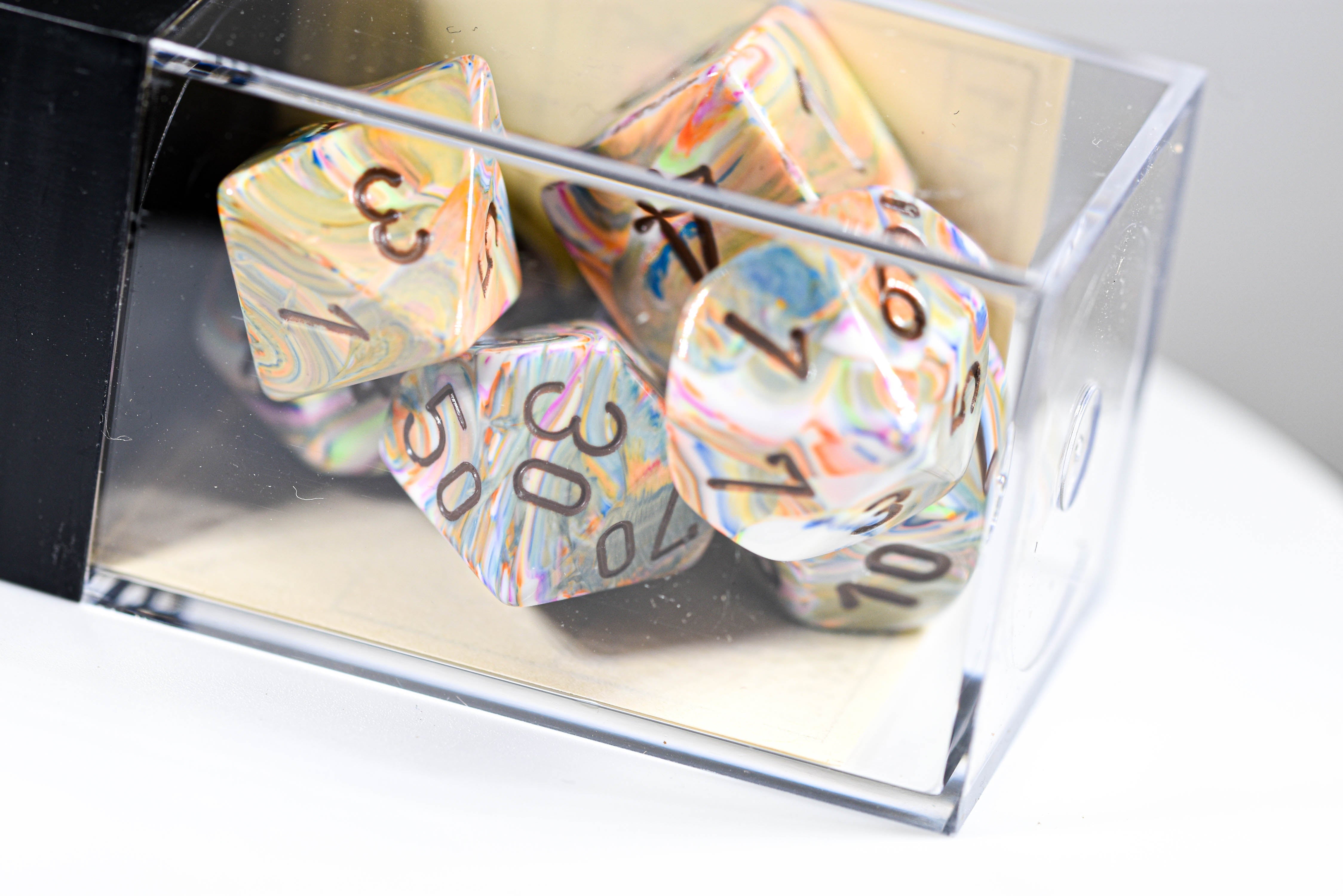 Festive Vibrant/brown Polyhedral 7-Dice Set (Online Only)