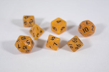 Orange Semi-Translucent Miniature Poly Dice Set Small (7) w/ Silver Glitter RPG DnD Mini Cute BrycesDice (Online Only)