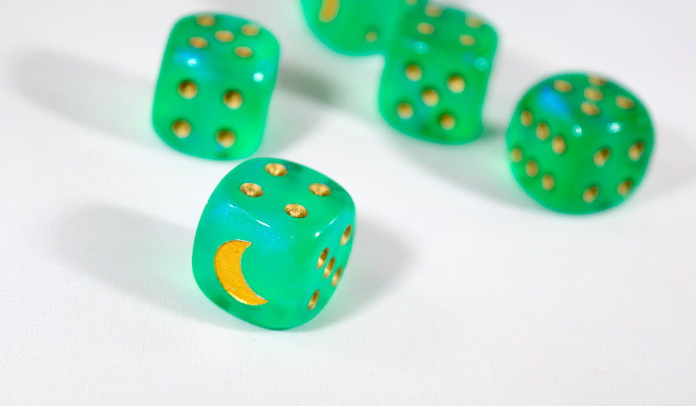 Custom Crescent Moon Sparkle Light Green Borealis Chessex Magic Rare by BrycesDice (Online Only)