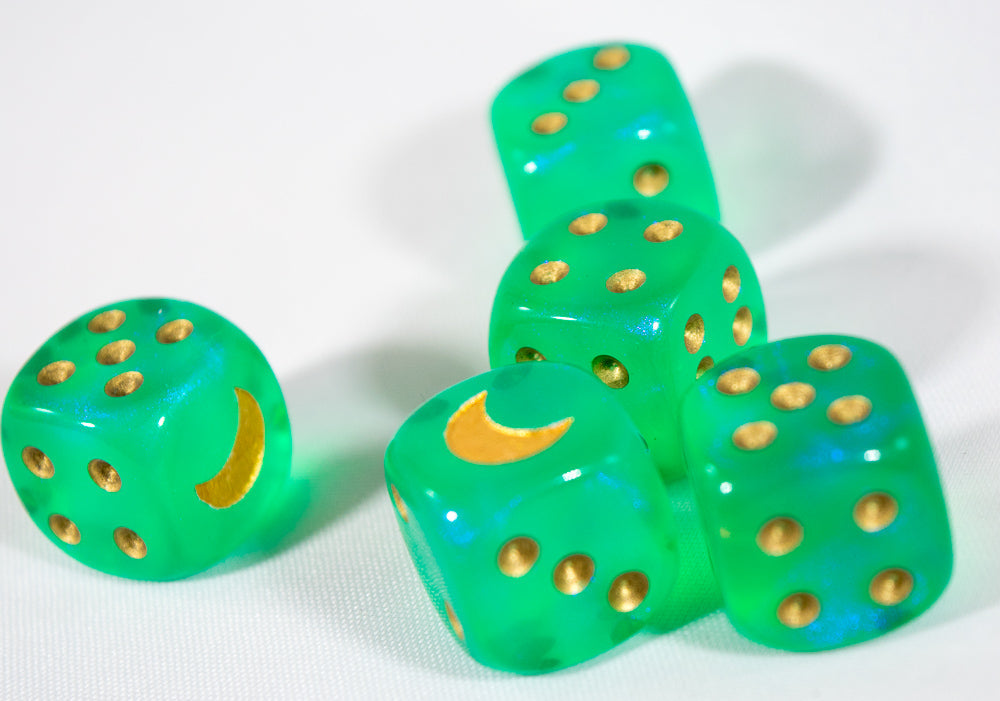 Custom Crescent Moon Sparkle Light Green Borealis Chessex Magic Rare by BrycesDice (Online Only)