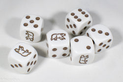 White Dice with Brown Bear; 6 Sided Bunco RPG Game D6 16mm Roll Rounded Corner (Online Only)