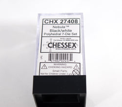 Chessex Polyhedral 7 Die Nebula Black w/ White Numbers Set Of 7 Dice CHX 27408 (Online Only)