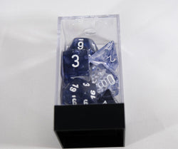 Chessex Polyhedral 7 Die Nebula Black w/ White Numbers Set Of 7 Dice CHX 27408 (Online Only)