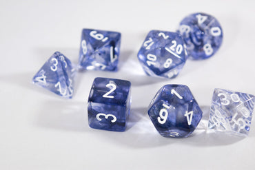 Chessex Polyhedral 7 Die Nebula Black w/ White Numbers Set Of 7 Dice CHX 27408 (Online Only)