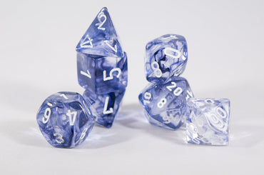 Chessex Polyhedral 7 Die Nebula Black w/ White Numbers Set Of 7 Dice CHX 27408 (Online Only)