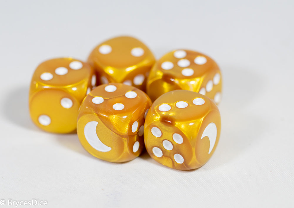 Custom Crescent Moon Velvet Gold/White Chessex Magic Rare by BrycesDice (Online Only)