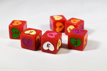 Candy Heart Dice Acrylic 16mm White, Pink, Purple, Yellow, Green (Online Only)