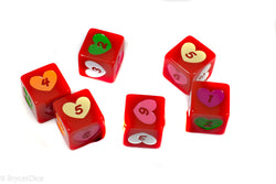 Candy Heart Dice Acrylic 16mm White, Pink, Purple, Yellow, Green (Online Only)
