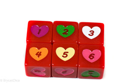 Candy Heart Dice Acrylic 16mm White, Pink, Purple, Yellow, Green (Online Only)