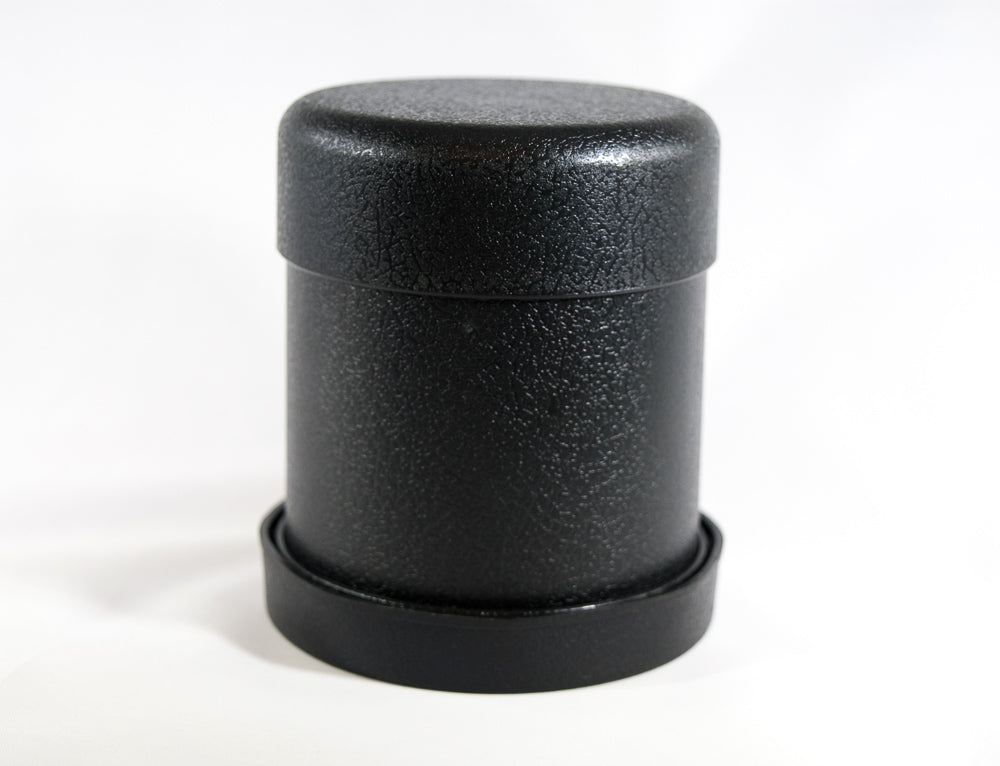 Dice Cup 3.6" D X 4"H Green Felt with Tough Plastic Exterior with Faux Leather Look and Lid (Online Only)