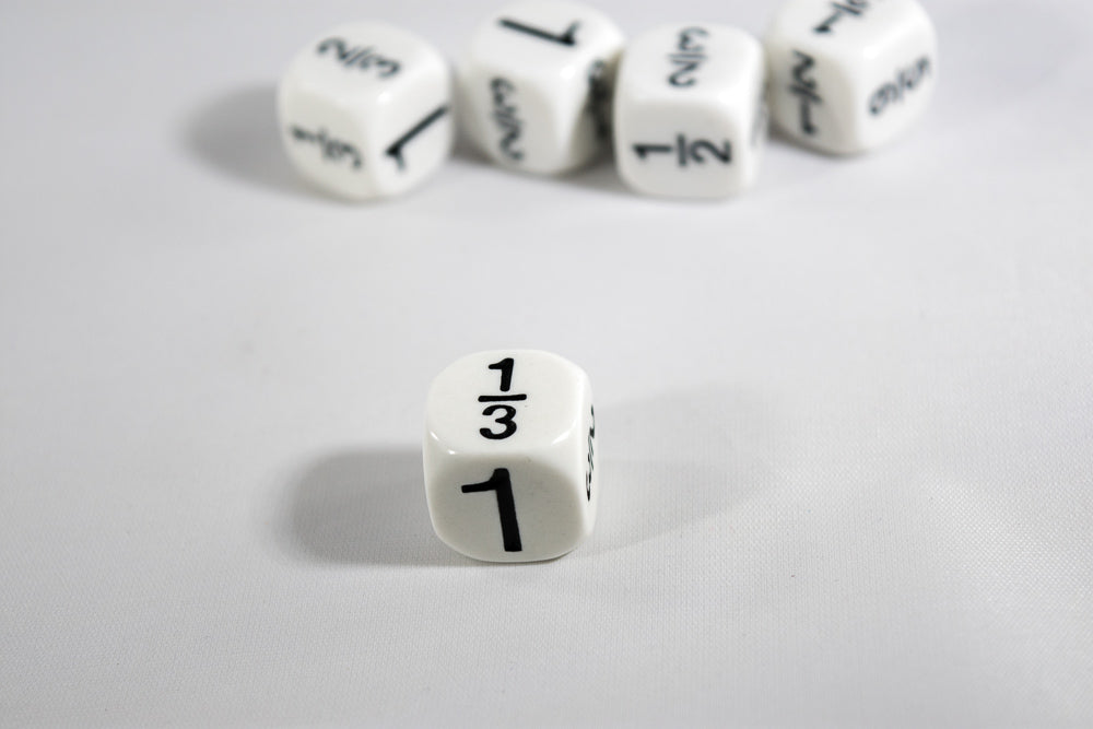 Math Fractions Dice  Kids Math Dice Game 1, 1/2, 1/3, 2/3, 5/6, 1/6 (Online Only)