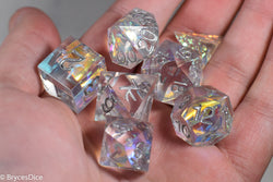 Pirates Crystal Sharp Edge Resin 7-Dice Set | Gold or Silver Ink (Clear) (Online Only)