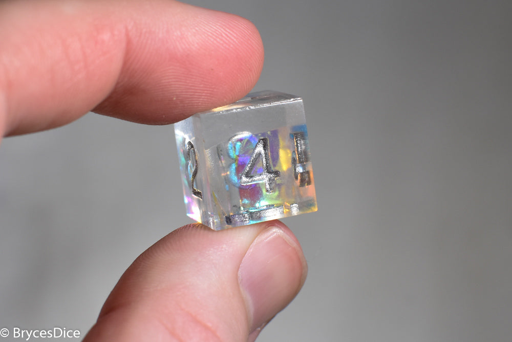 Pirates Crystal Sharp Edge Resin 7-Dice Set | Gold or Silver Ink (Clear) (Online Only)